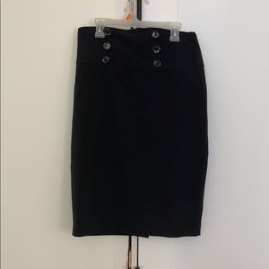 Solid black pencil skirt with buttons